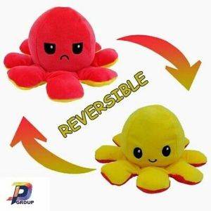 Reversible Neon orange/Yellow Octopus Plushy